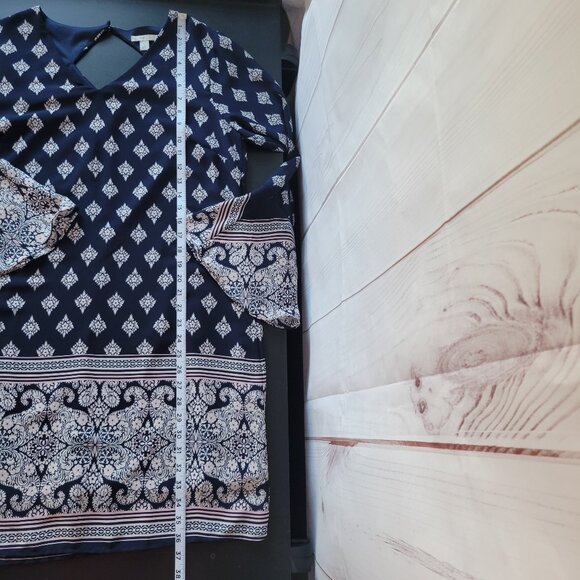 Cato Long Sleeve Midi Dress, L, Blue Multi Color, “Bandana Print”, Bell Sleeve, - Picture 9 of 9